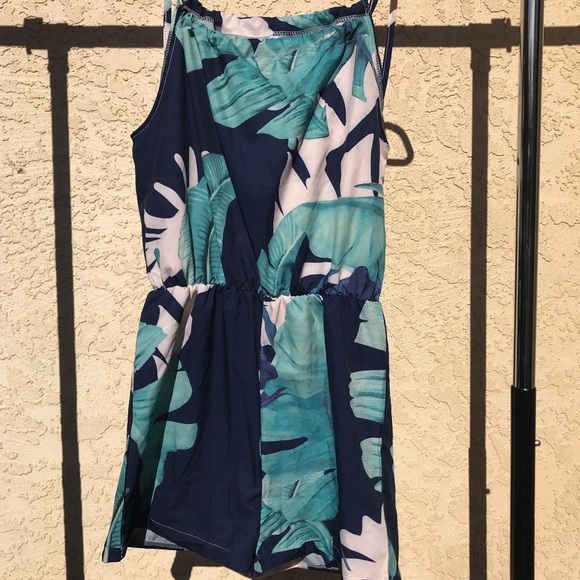 Palm Leaf Floral Romper - Picture 1 of 6